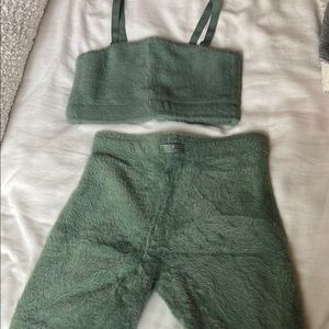 Green Fuzzy Two-Piece Set